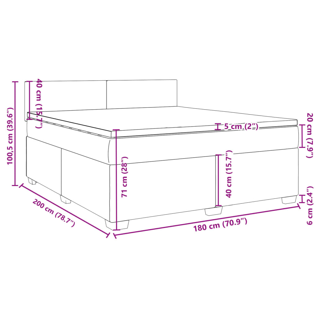Krevet s oprugama i madracem krem 180x200 cm od tkanine