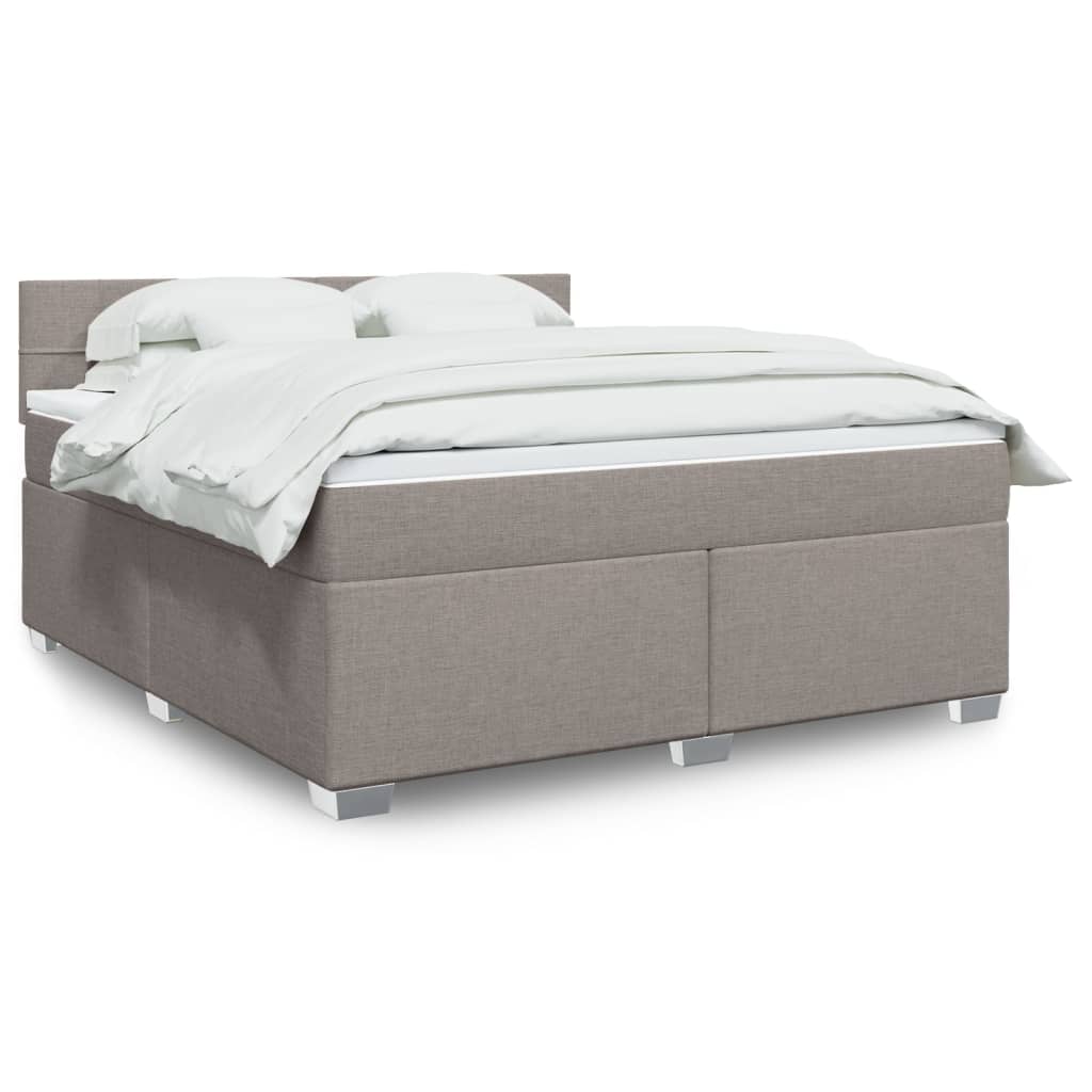 Krevet s oprugama i madracem smeđesivi 180x200 cm tkanina