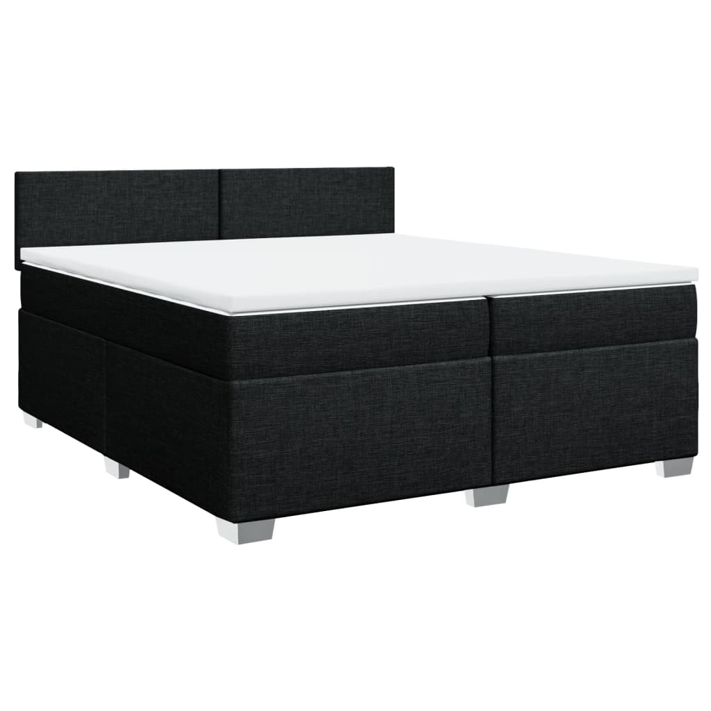 Krevet s oprugama i madracem crni 200x200 cm od tkanine