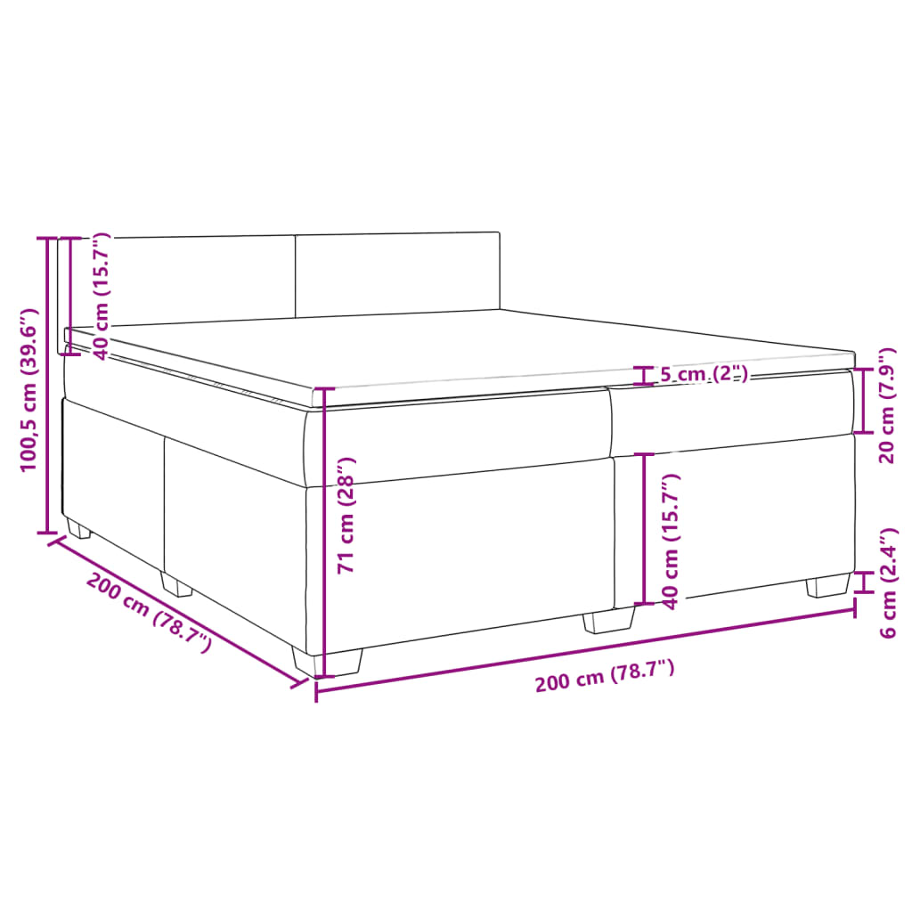 Krevet s oprugama i madracem crni 200x200 cm od tkanine