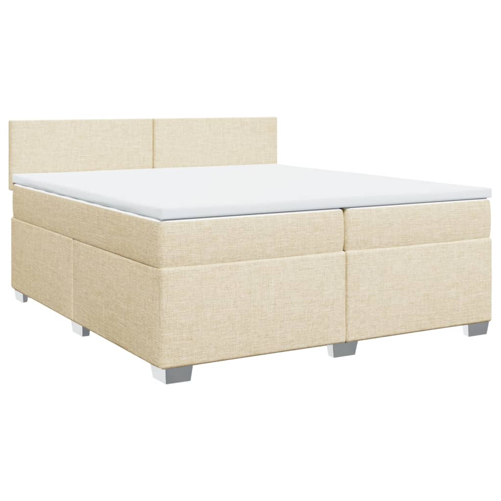 Krevet s oprugama i madracem krem 200 x 200 cm od tkanine
