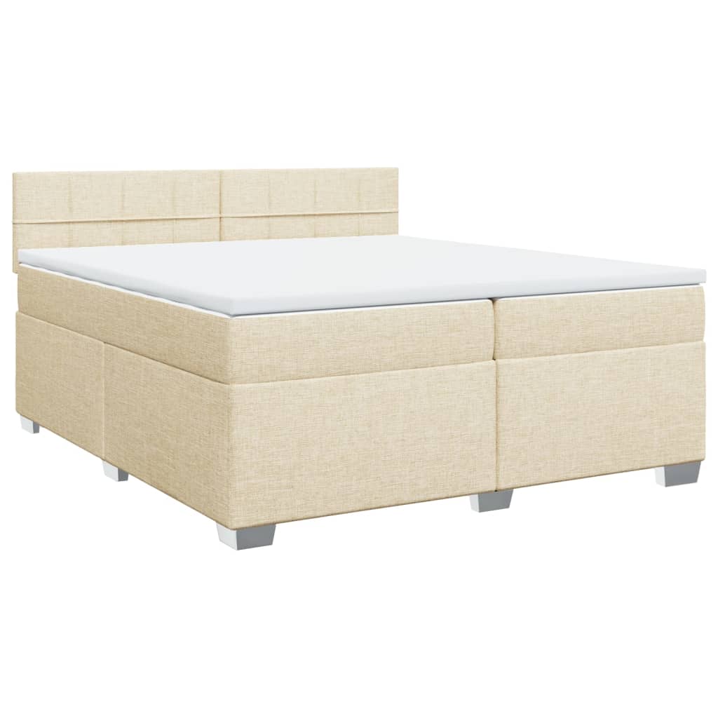 Krevet s oprugama i madracem krem 200 x 200 cm od tkanine
