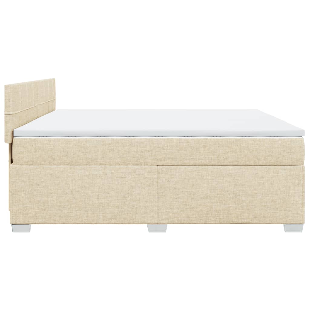 Krevet s oprugama i madracem krem 200 x 200 cm od tkanine