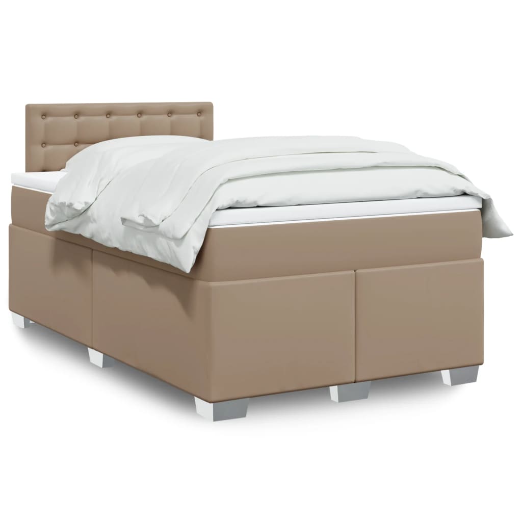 Krevet s oprugama i madrac cappuccino 120x200cm od umjetne kože