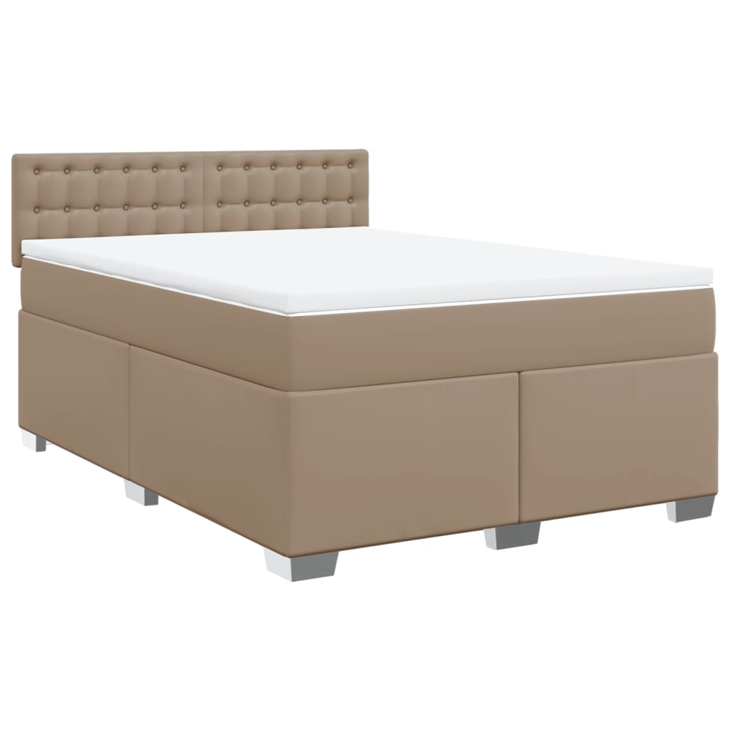 Krevet s oprugama i madrac cappuccino 160x200cm od umjetne kože