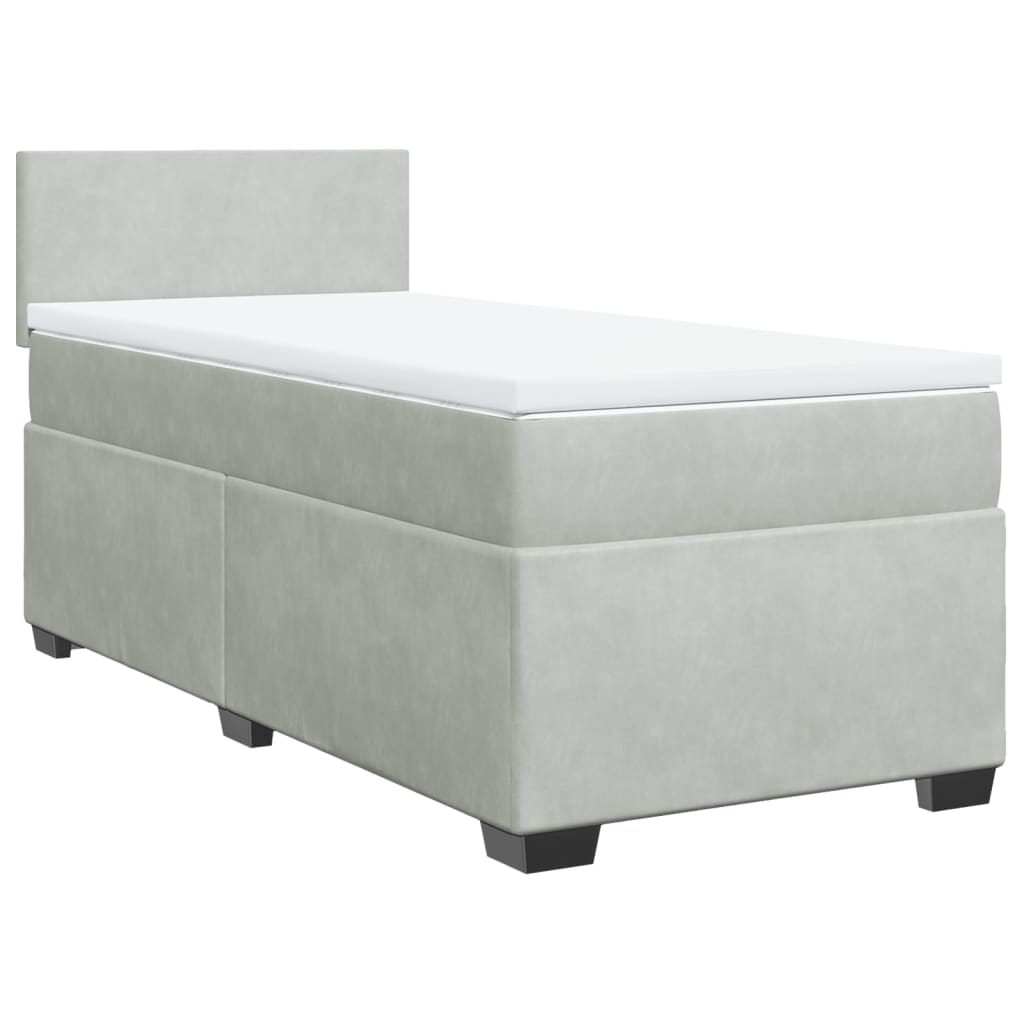 Box spring krevet s madracem svjetlosivi 80 x 200 cm baršunasti