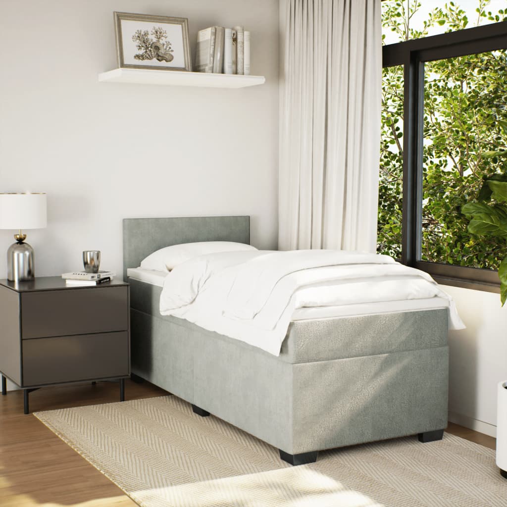 Box spring krevet s madracem svjetlosivi 80 x 200 cm baršunasti