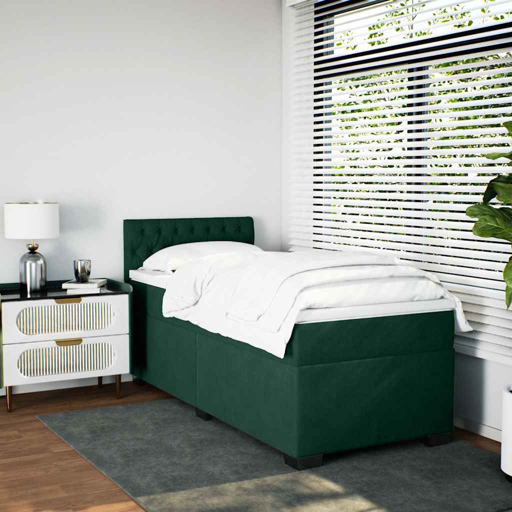 Box spring krevet s madracem tamnozeleni 80 x 200 cm baršunasti