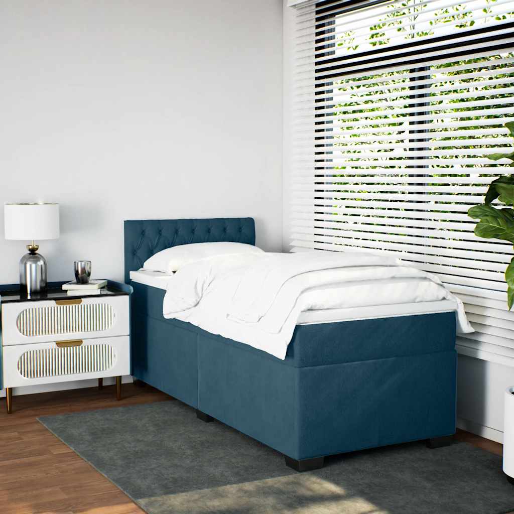 Box spring krevet s madracem tamnoplavi 80 x 200 cm baršunasti