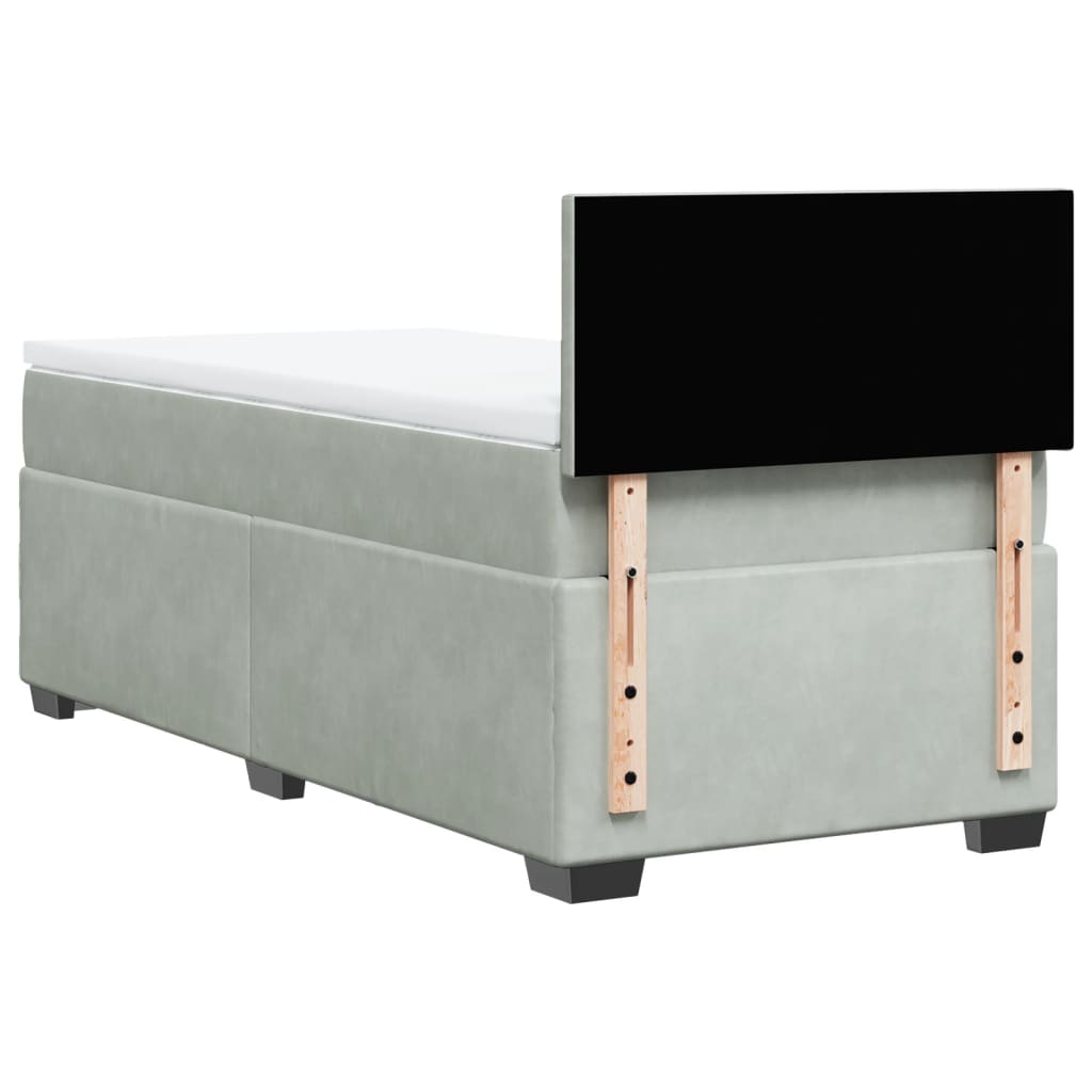 Box spring krevet s madracem svjetlosivi 90x190 cm baršunasti