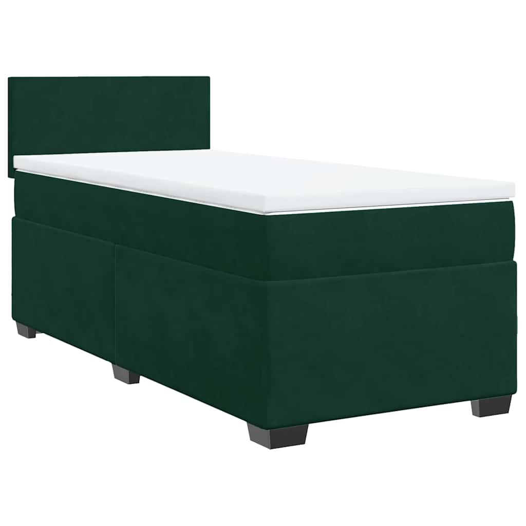 Box spring krevet s madracem tamnozeleni 90x190 cm baršunasti