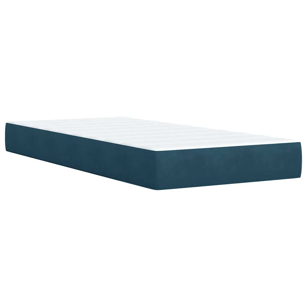 Box spring krevet s madracem tamnoplavi 90x190 cm baršunasti