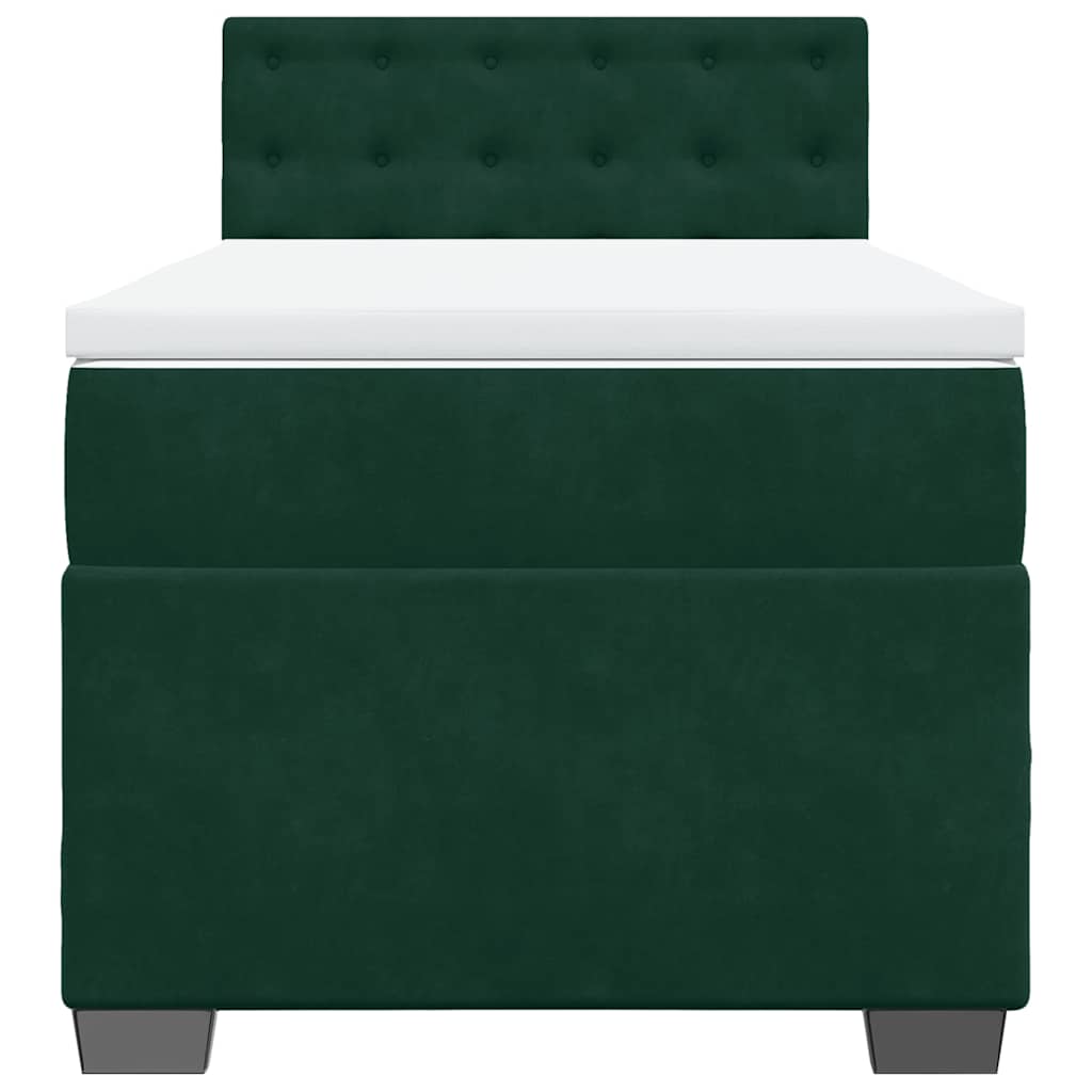 Box spring krevet s madracem tamnozeleni 90x190 cm baršunasti