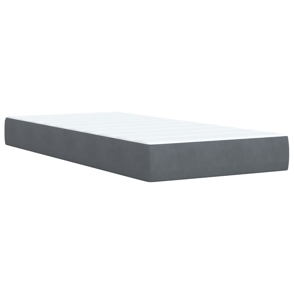 Box spring krevet s madracem tamnosivi 90x190 cm baršunasti