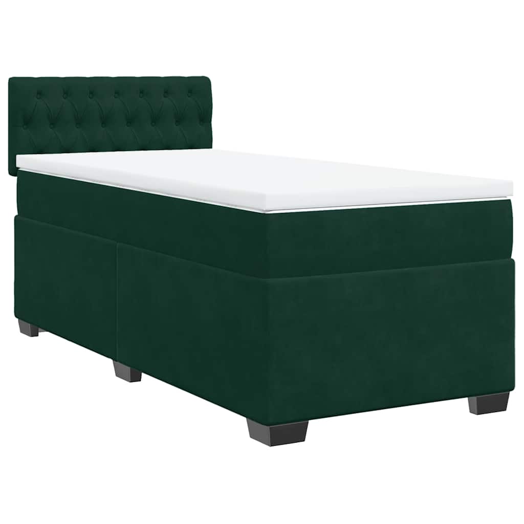 Box spring krevet s madracem tamnozeleni 90x190 cm baršunasti