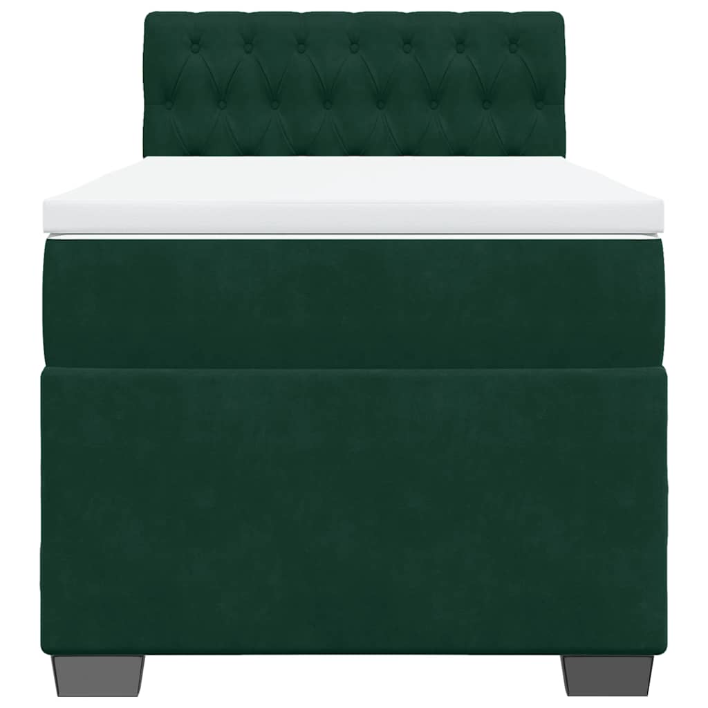 Box spring krevet s madracem tamnozeleni 90x190 cm baršunasti
