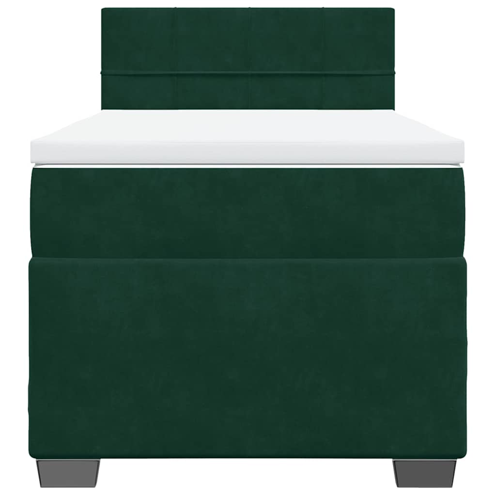 Box spring krevet s madracem tamnozeleni 90x190 cm baršunasti