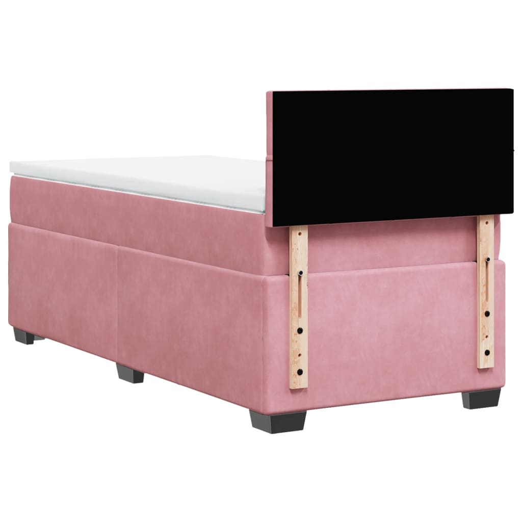 Box spring krevet s madracem ružičasti 90x190 cm baršunasti