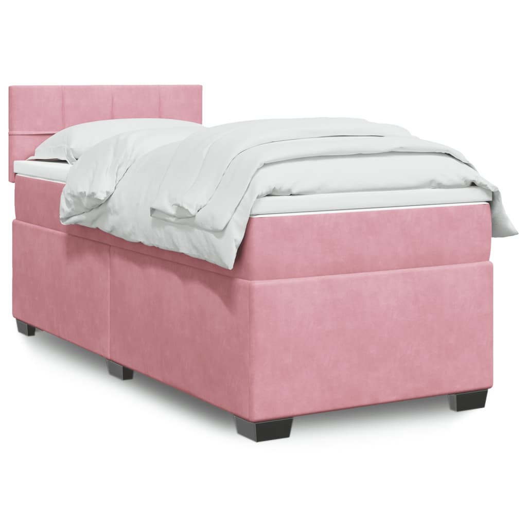 Box spring krevet s madracem ružičasti 90x190 cm baršunasti