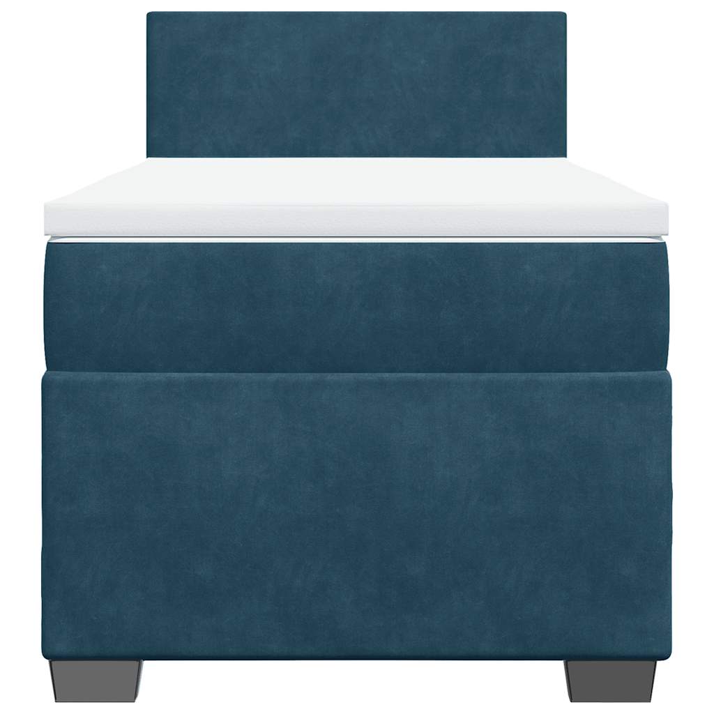 Box spring krevet s madracem tamnoplavi 90x200 cm baršunasti