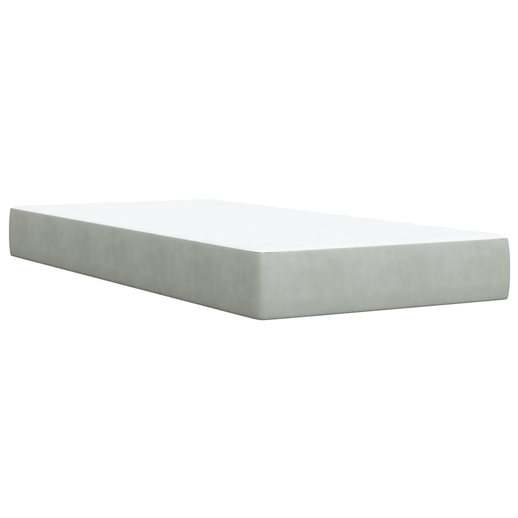 Box spring krevet s madracem svjetlosivi 90x190 cm baršunasti