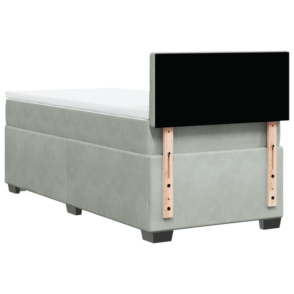 Box spring krevet s madracem svjetlosivi 90x190 cm baršunasti
