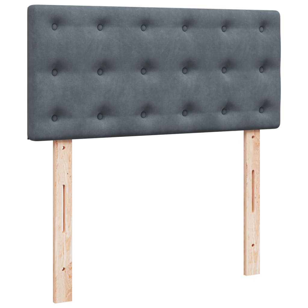 Box spring krevet s madracem tamnosivi 90x200 cm baršunasti