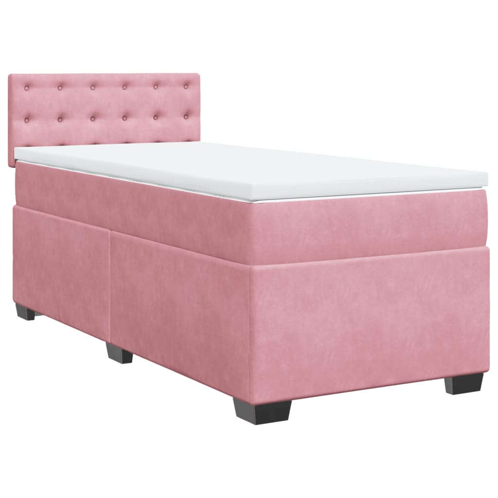 Box spring krevet s madracem ružičasti 90x200 cm baršunasti