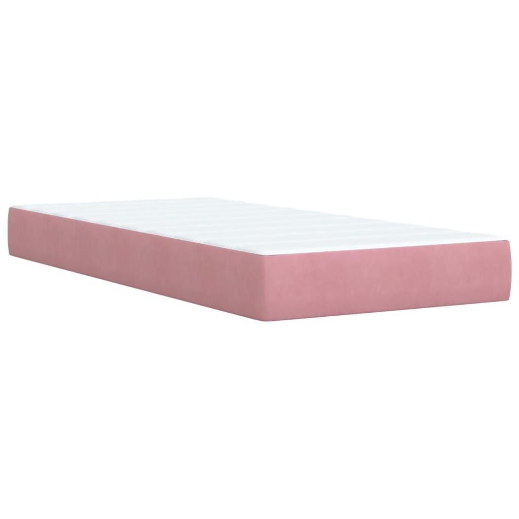 Box spring krevet s madracem ružičasti 90x200 cm baršunasti