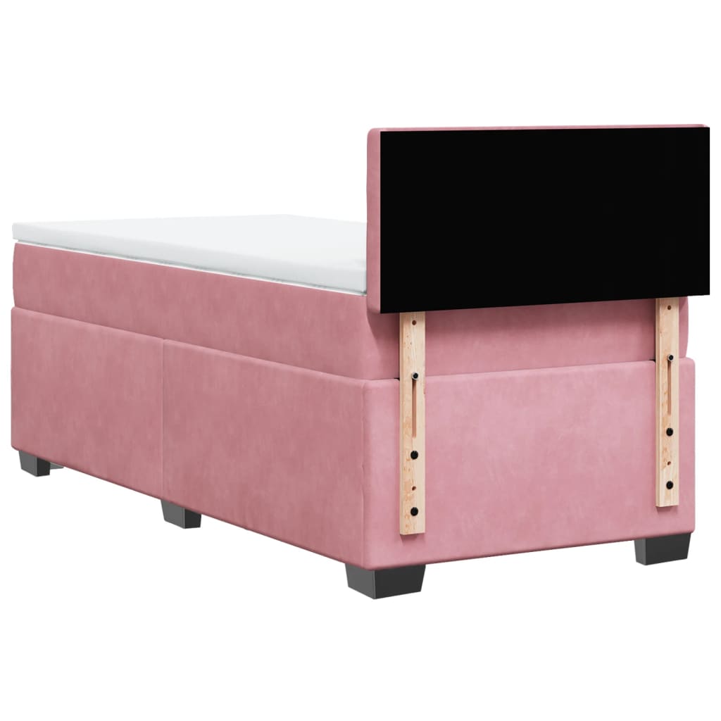 Box spring krevet s madracem ružičasti 90x200 cm baršunasti