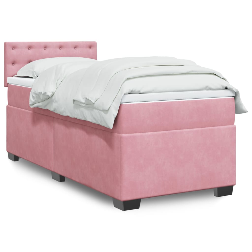 Box spring krevet s madracem ružičasti 90x200 cm baršunasti