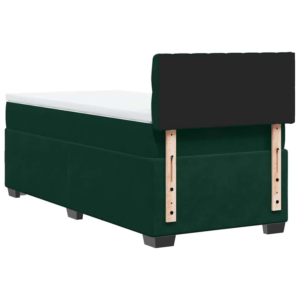 Box spring krevet s madracem tamnozeleni 90x200 cm baršunasti
