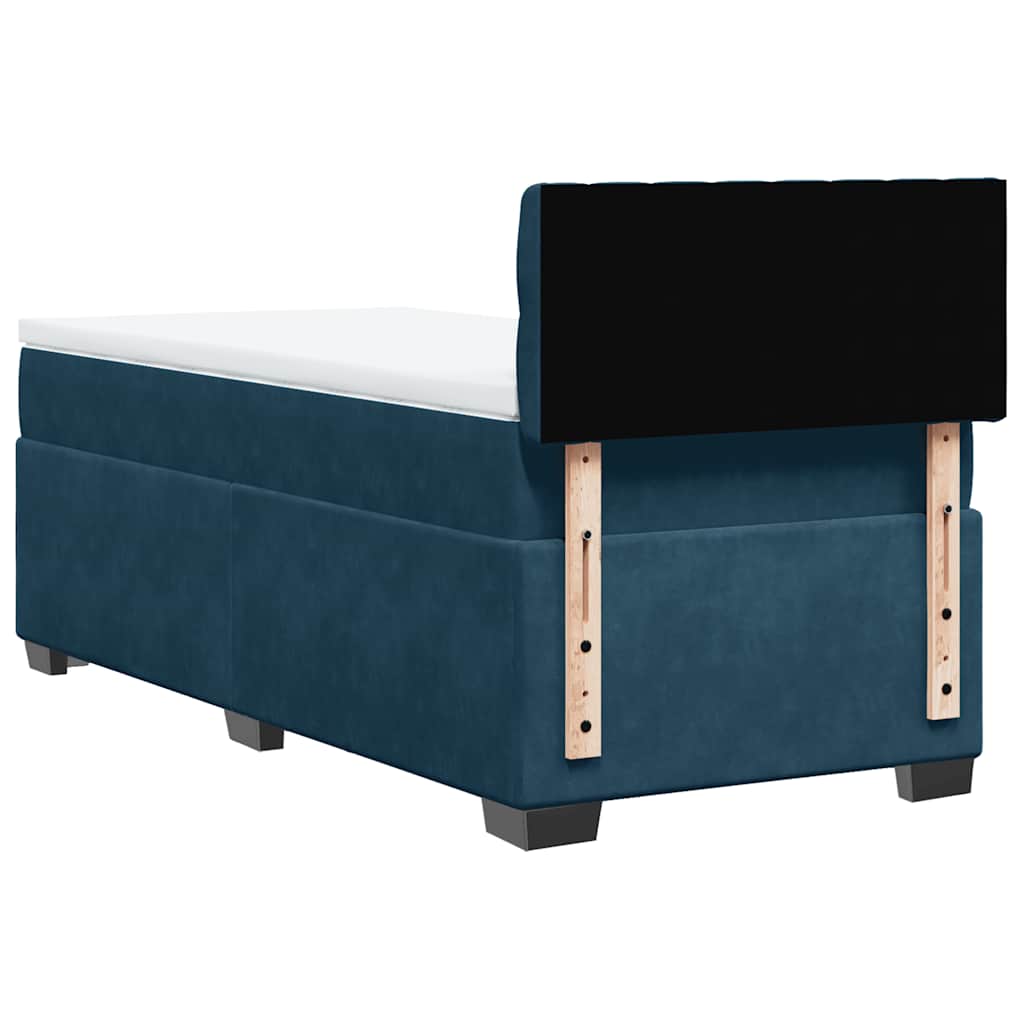 Box spring krevet s madracem tamnoplavi 90x200 cm baršunasti