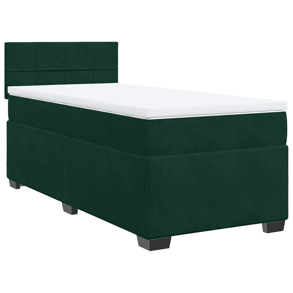 Box spring krevet s madracem tamnozeleni 90x200 cm baršunasti