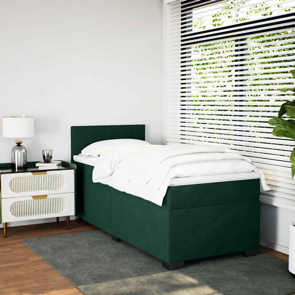 Box spring krevet s madracem tamnozeleni 90x200 cm baršunasti