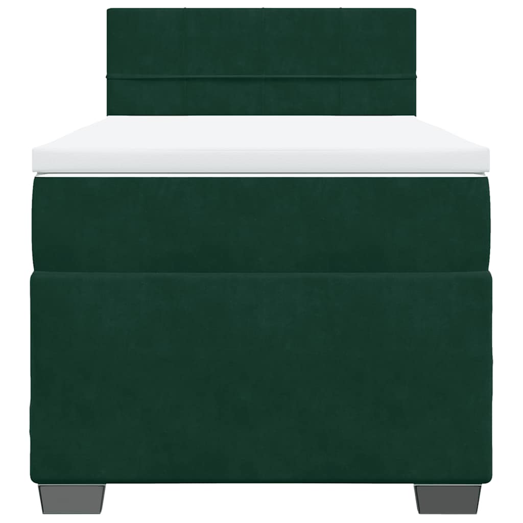 Box spring krevet s madracem tamnozeleni 90x200 cm baršunasti