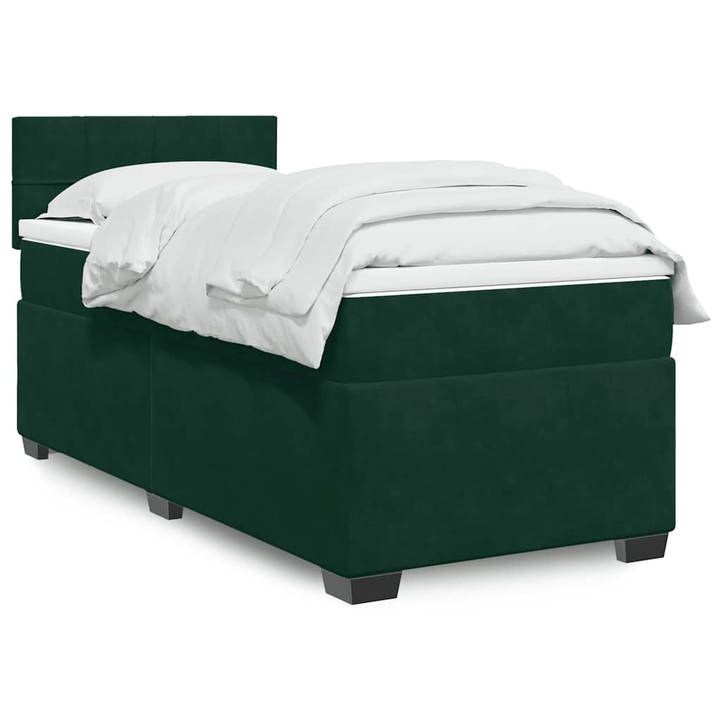 Box spring krevet s madracem tamnozeleni 90x200 cm baršunasti