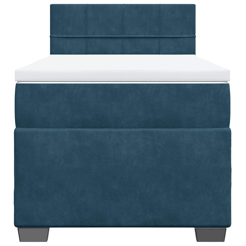 Box spring krevet s madracem tamnoplavi 90x200 cm baršunasti
