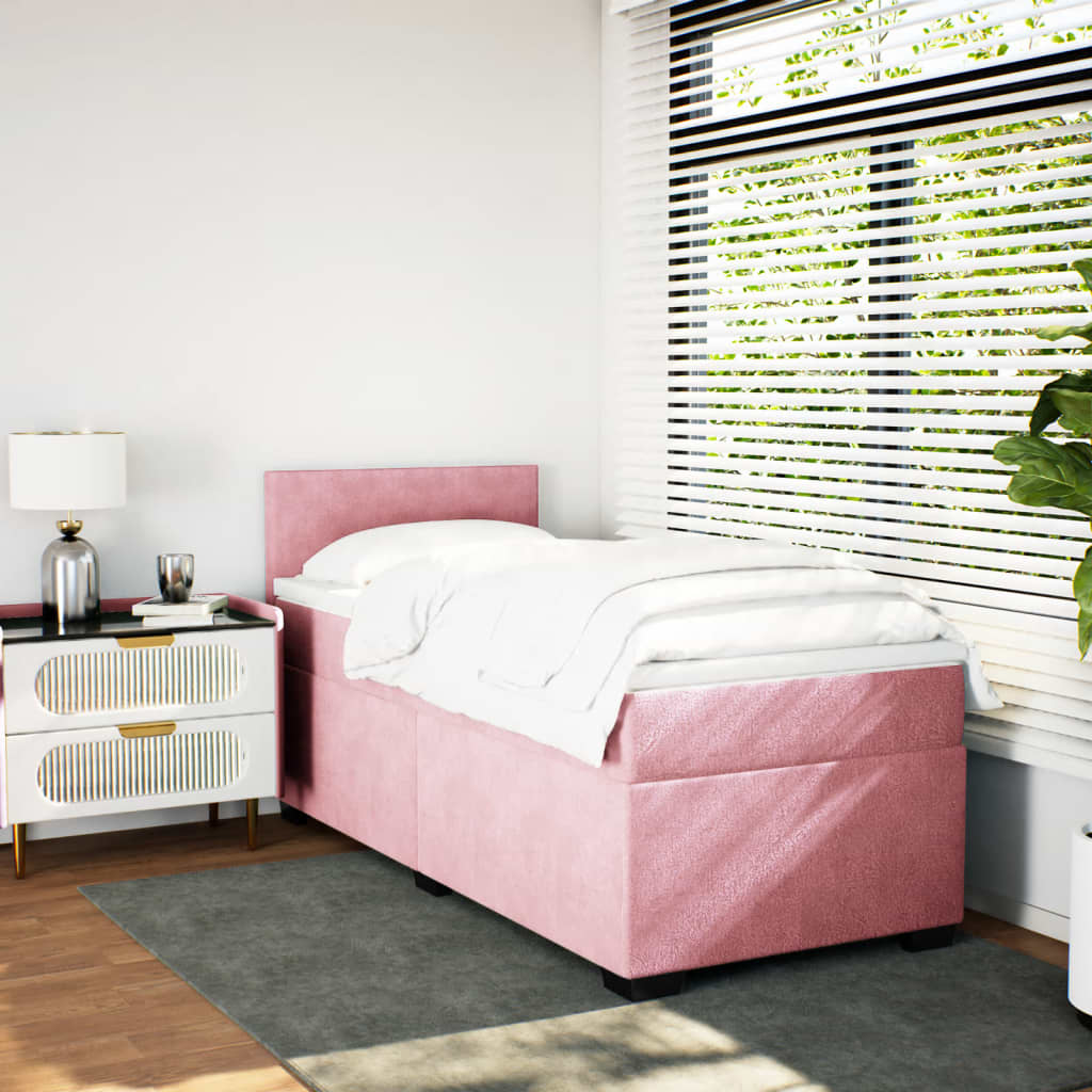 Box spring krevet s madracem ružičasti 100x200 cm baršunasti