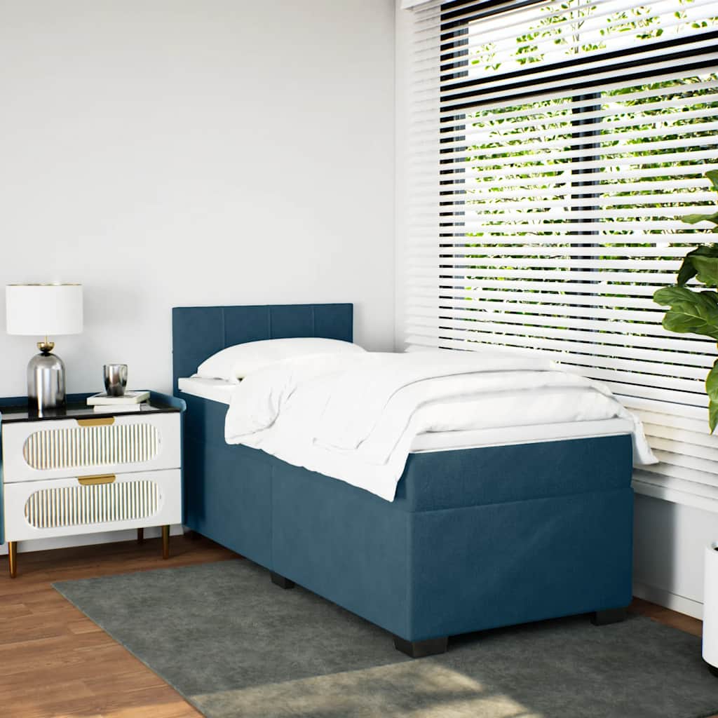 Box spring krevet s madracem tamnoplavi 100x200 cm baršunasti
