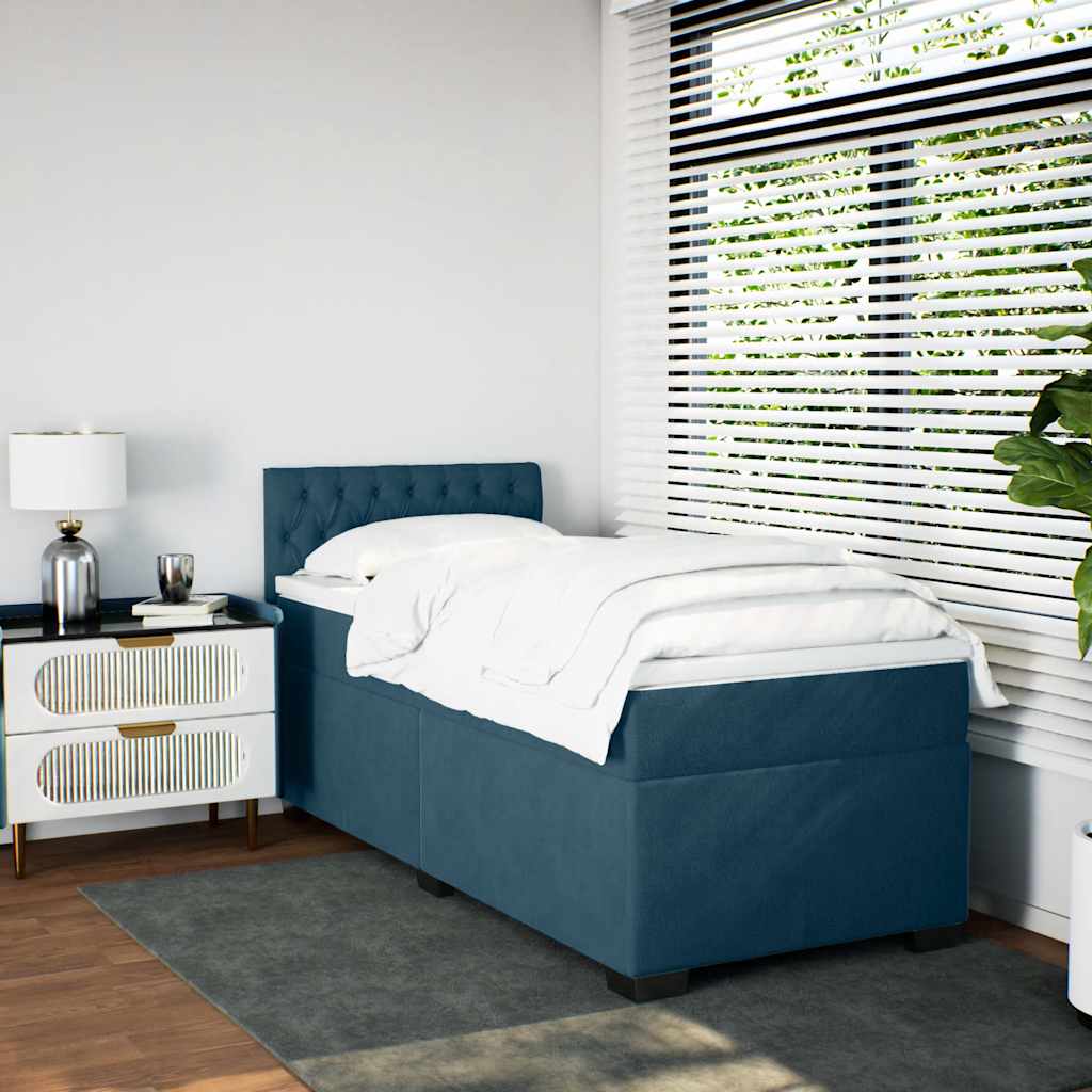 Box spring krevet s madracem tamnoplavi 100x200 cm baršunasti