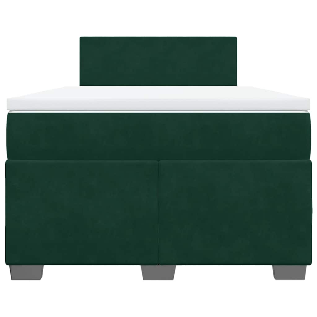 Krevet box spring s madracem tamnozeleni 120x190 cm baršunasti