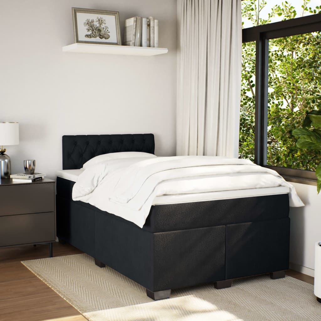 Krevet box spring s madracem crni 120 x 190 cm baršunasti