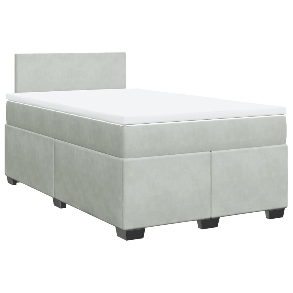 Box spring krevet s madracem svjetlosivi 120x200 cm baršunasti
