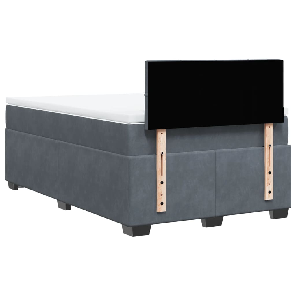 Box spring krevet s madracem tamnosivi 120 x 200 cm baršunasti