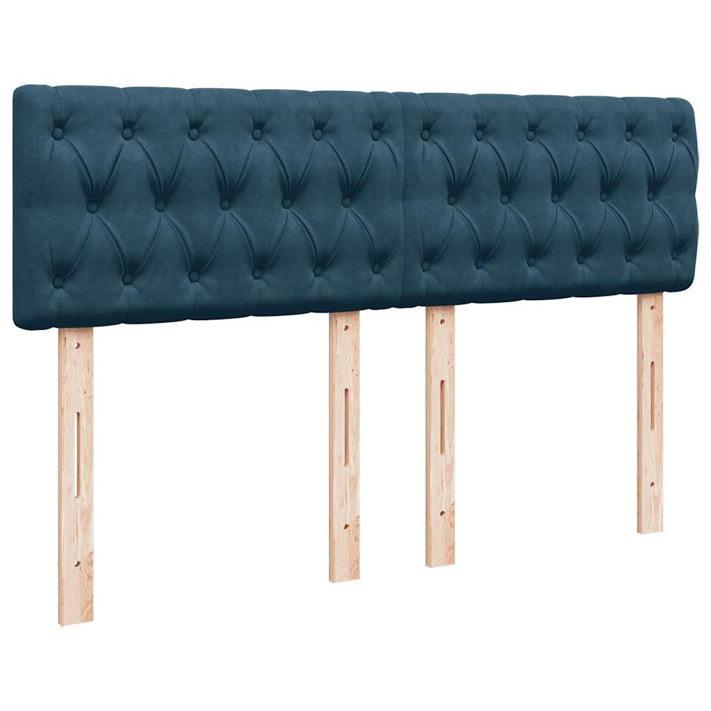 Krevet s oprugama i madracem tamnoplavi 140x190 cm baršunasti