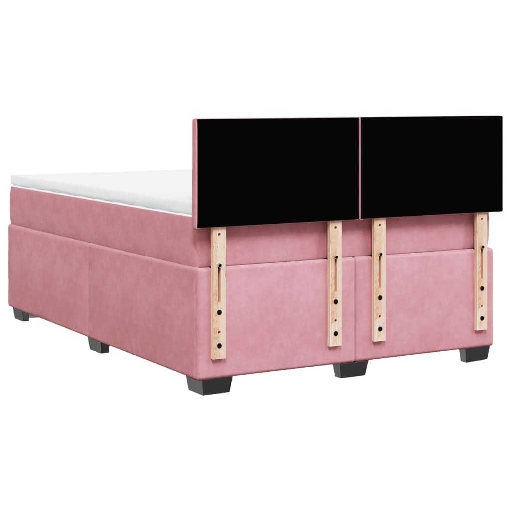 Krevet s oprugama i madracem ružičasti 160x200 cm baršunasti