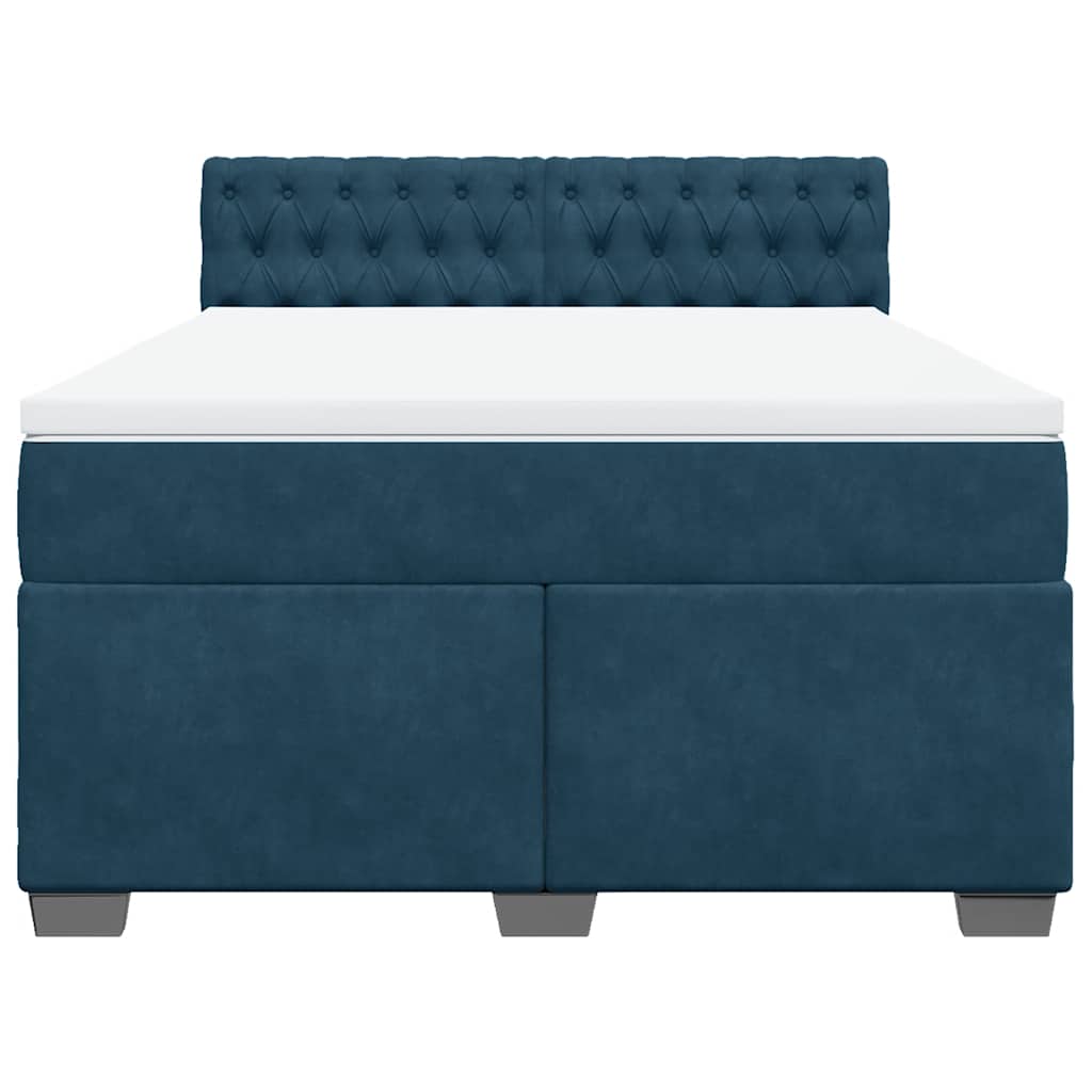 Krevet box spring s madracem plavi 160 x 200 cm baršunasti
