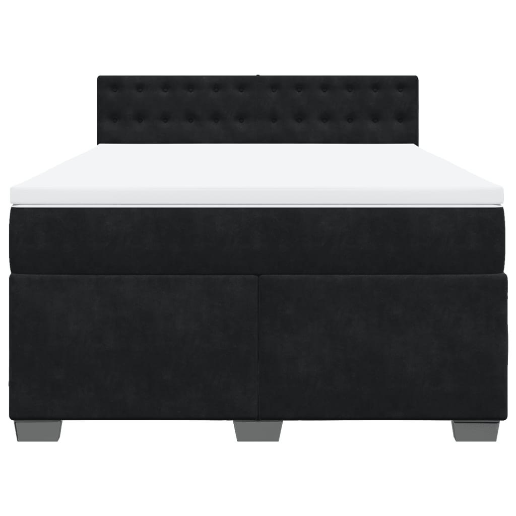 Krevet s oprugama i madracem crni 160x200 cm baršunasti