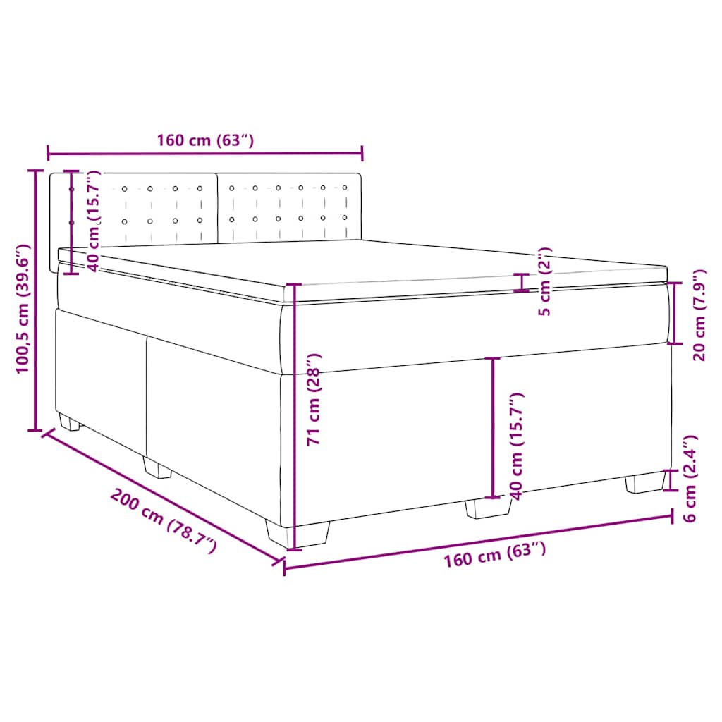 Krevet box spring s madracem plavi 160 x 200 cm baršunasti